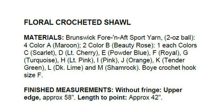 Vintage Crochet Pattern Womens Lacy Wildflower Flower Shawl Floral Rose Poppy Bluebell Zinnia Motifs PDF Instant Digital Download 4 Ply