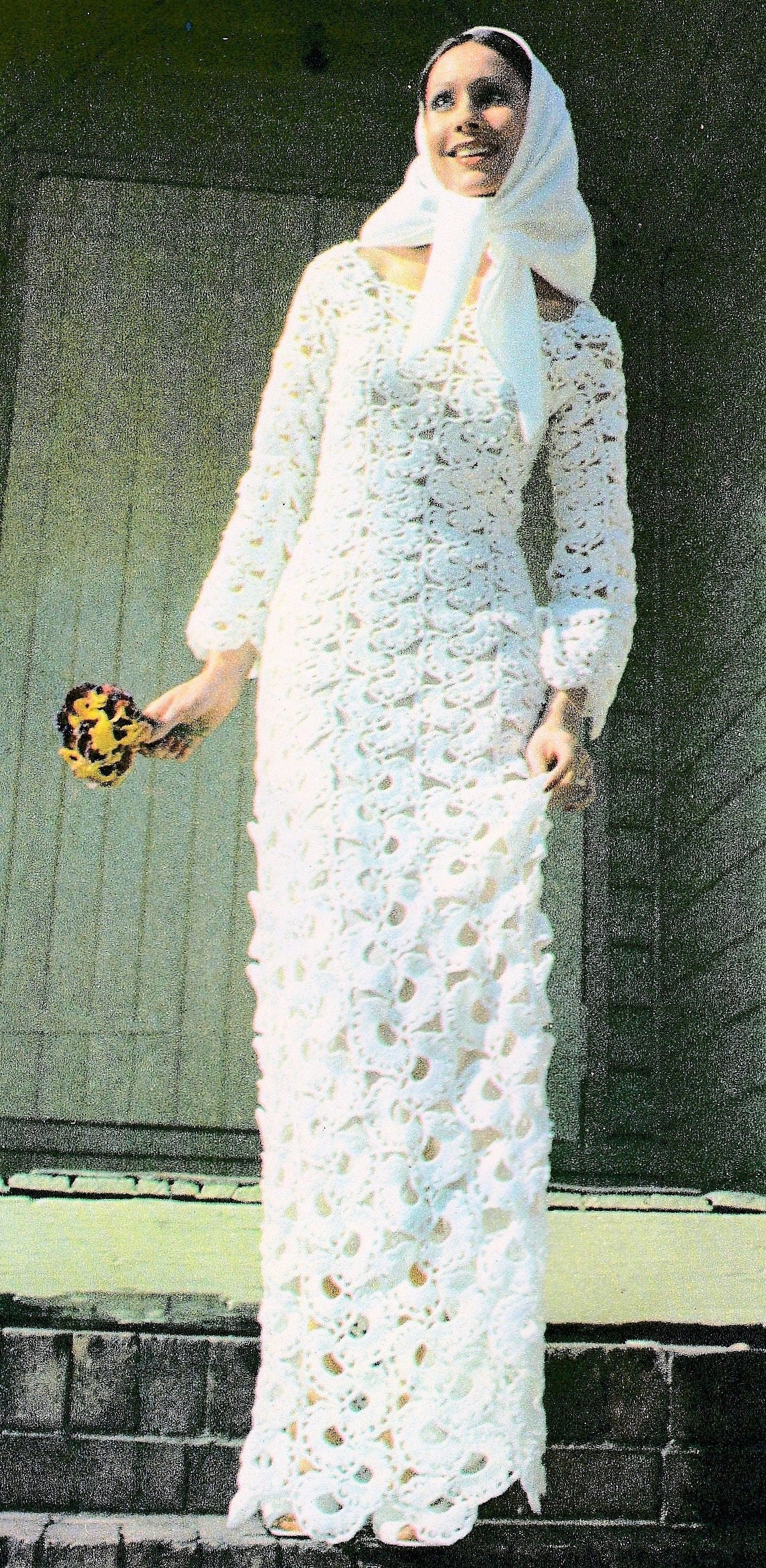 Vintage Crochet Pattern Retro Lacy Wedding Dress Wavy Shells PDF Instant Digital Download Heirloom Mod Boho Chic Maxi Gown 3 Ply