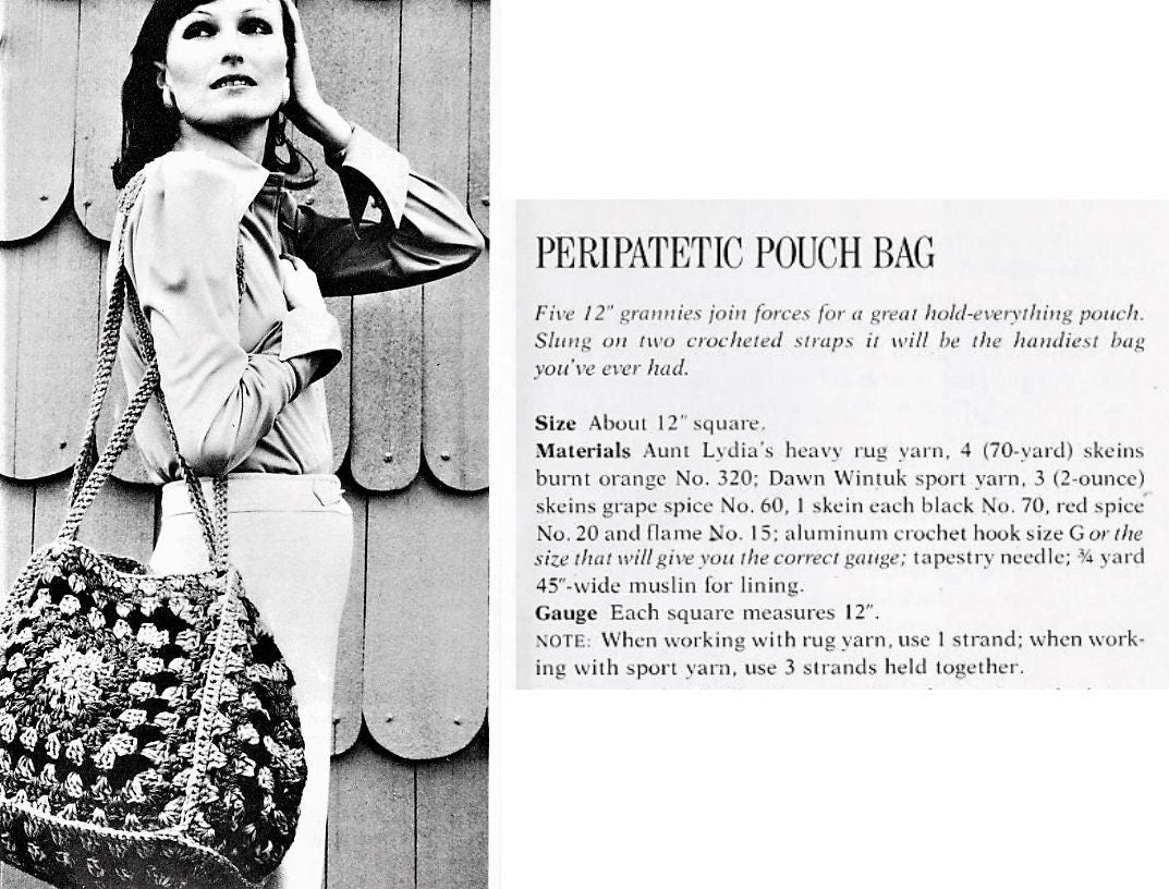 Vintage Crochet Pattern Oversized Granny Squares Handbag Cube Pouch Bag Boho Retro Chic PDF Instant Digital Download Carry All Tote Purse