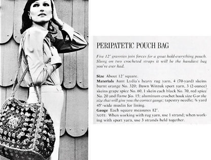 Vintage Crochet Pattern Oversized Granny Squares Handbag Cube Pouch Bag Boho Retro Chic PDF Instant Digital Download Carry All Tote Purse