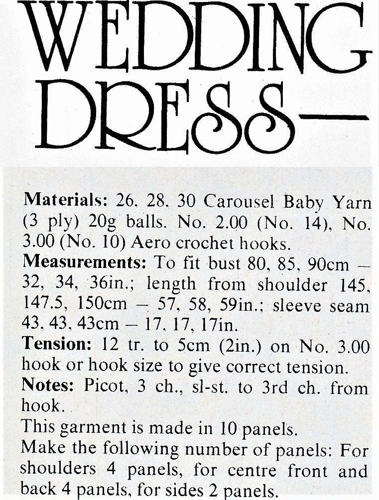 Vintage Crochet Pattern Retro Lacy Wedding Dress Wavy Shells PDF Instant Digital Download Heirloom Mod Boho Chic Maxi Gown 3 Ply