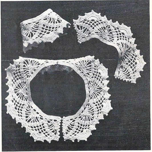 Vintage Crochet Pattern Womens Pineapple Lace Collar and Cuffs PDF Instant Digital Download Crocheted Victorian Dress Collar Dress Cuffs