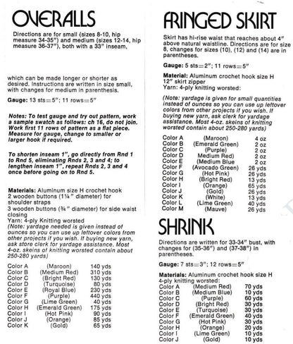 Vintage Crochet Pattern Rainbow Striped Overalls Maxi Skirt Tank Top Set PDF Instant Digital Download Retro Boho Groovy Hippie Wear 10 Ply