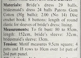 Vintage Crochet Pattern Lacy Tiered Wedding Dress and Bridesmaid Dress PDF Instant Digital Download 4 Ply Cotton 1977