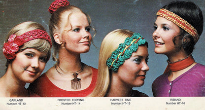 Vintage Crochet Patterns Womens Retro '70s Hairbands Headbands Bun Holders PDF Instant Digital Download Hippie Gypsy Boho Flower Power 4 Ply