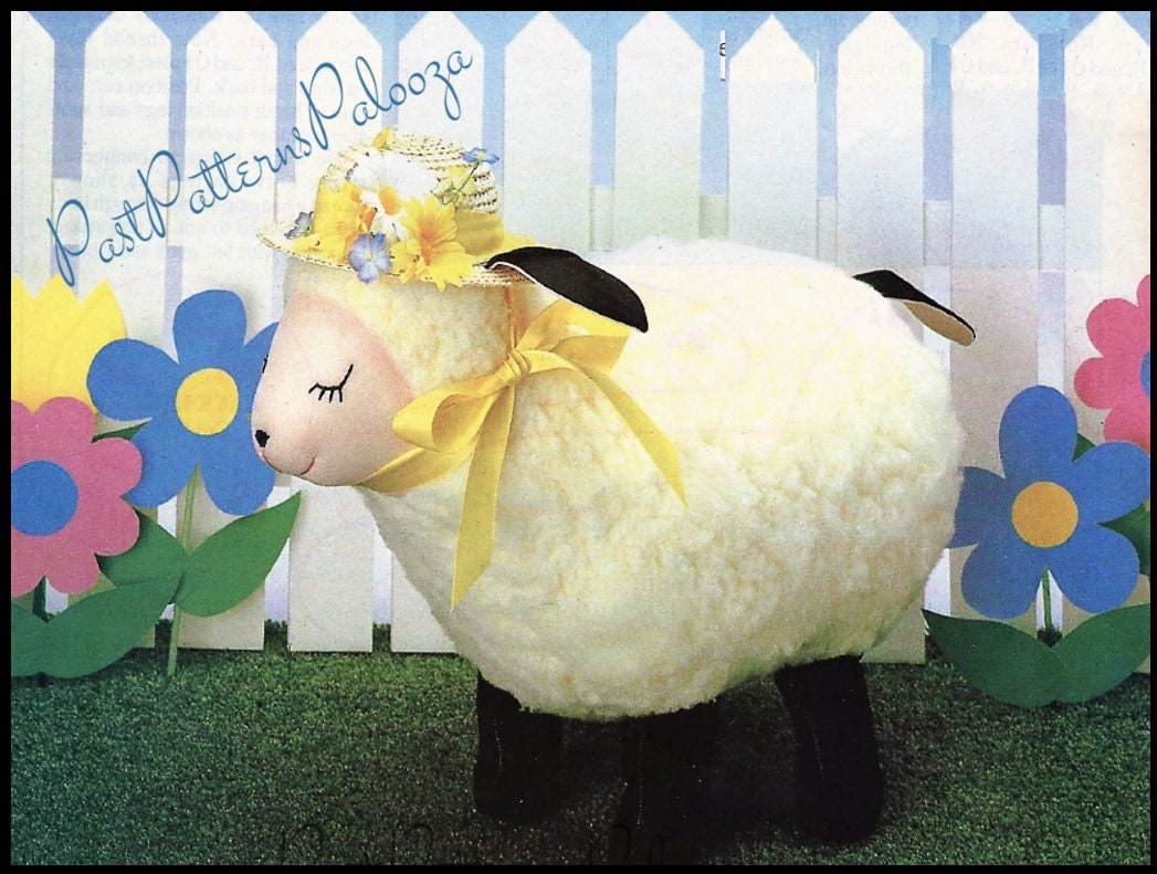 Vintage Sewing Pattern 14" Plush Fleece Country Easter Lamb Soft Sculpture Toy PDF Instant Digital Download Sewn Soft Spring Lamb Sheep