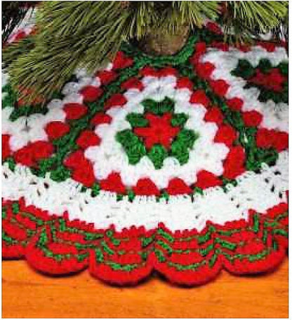 Vintage Crochet Pattern Quick Easy Granny Square Christmas Tree Skirt 36" PDF Instant Digital Download Bulky 12 Ply
