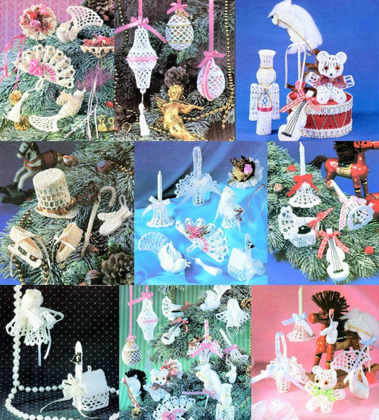 Vintage Crochet Patterns Thread Lace Victorian Ornaments Christmas Tree Wedding Favors Baby Shower Easter Eggs PDF Instant Digital Download