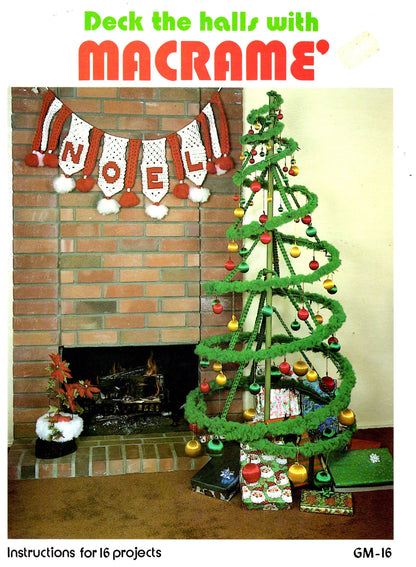 Vintage Christmas Macrame Patterns Deck The Halls Book PDF Instant Download 1970s Retro Boho Holiday Wreath Angel Snowman Candy Canes Bows