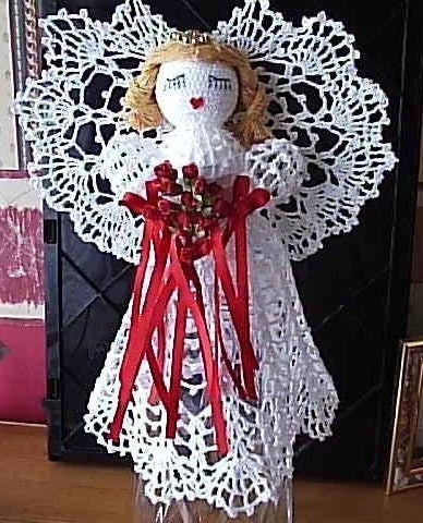 Vintage Crochet Patterns Cotton Thread Lace Ribbons Christmas Angel Doll Centerpiece and Ornaments PDF Instant Digital Download 4 Designs