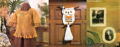 Vintage Macrame Patterns Macramé Gold Book PDF Instant Digital Download 15 Projects 1977 Pot Plant Hangers Holders Wall Hanging Owl Purse