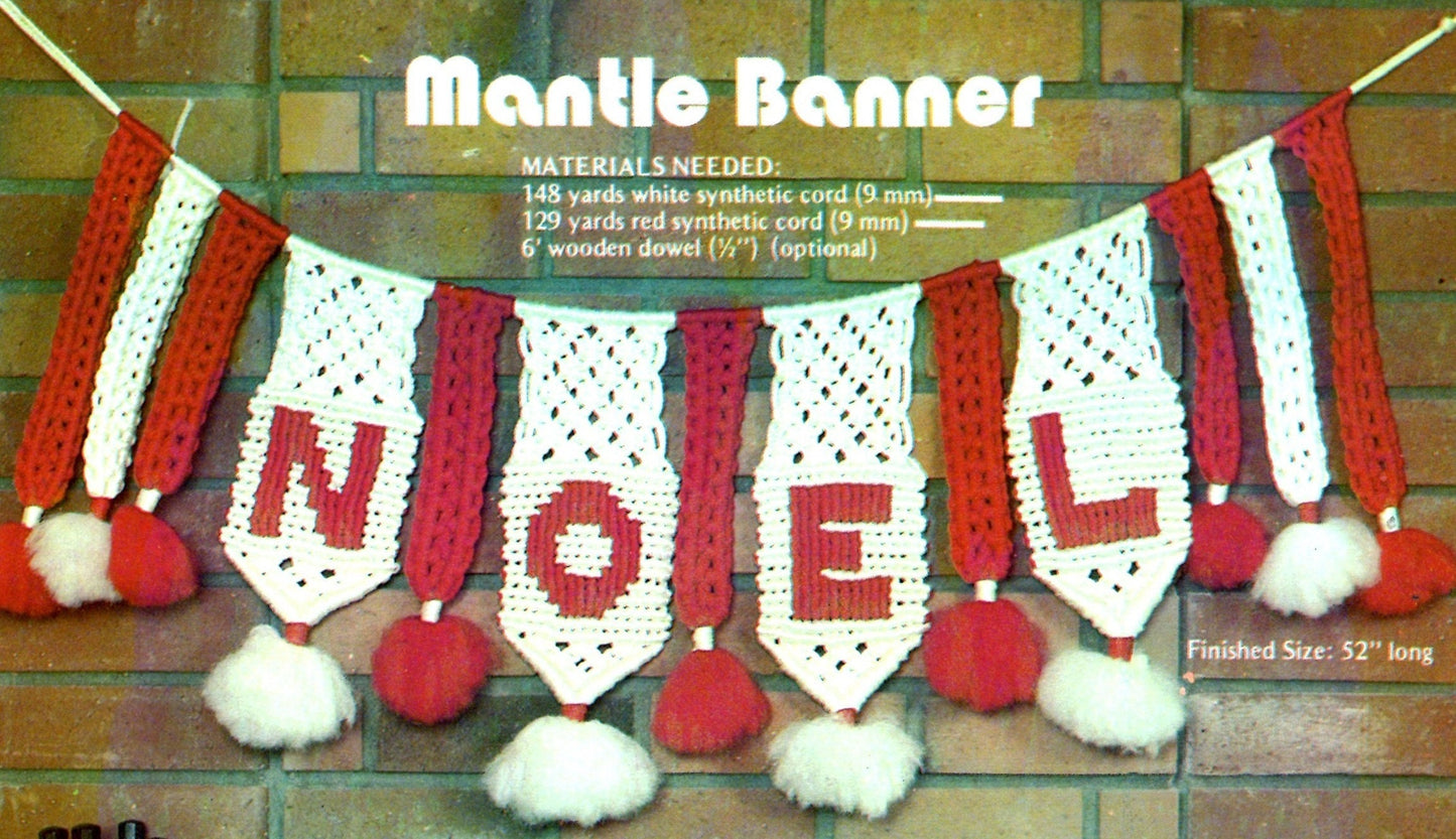 Vintage Christmas Macrame Patterns Deck The Halls Book PDF Instant Download 1970s Retro Boho Holiday Wreath Angel Snowman Candy Canes Bows