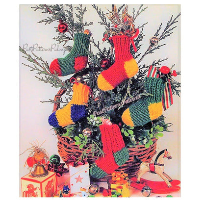 Vintage Knitting Pattern 4" Mini Miniature Stockings Christmas Socks Ornaments PDF Instant Digital Download Quick Easy Scrap Yarn Tree Trim