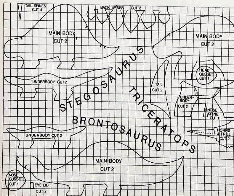 Vintage Sewing Pattern Retro Mod Fabric Dinosaurs Soft Sculpture Toys PDF Instant Digital Download 1970s Plush Toy Dinos 14 - 21 inches