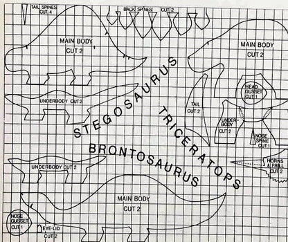 Vintage Sewing Pattern Retro Mod Fabric Dinosaurs Soft Sculpture Toys PDF Instant Digital Download 1970s Plush Toy Dinos 14 - 21 inches