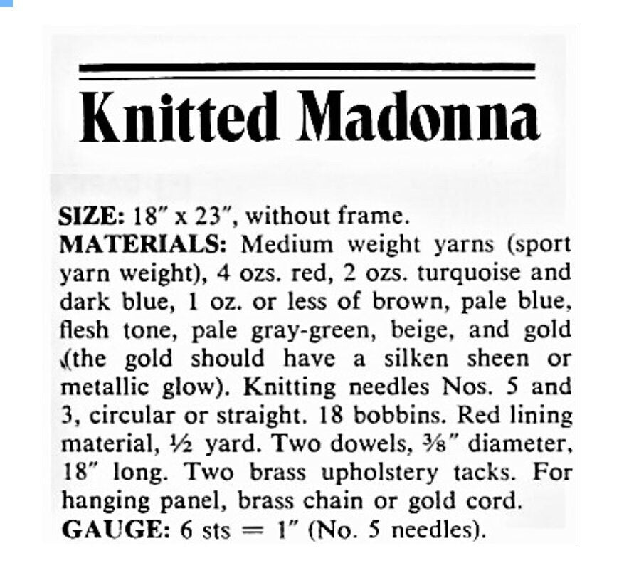 Vintage Knitting Pattern 23" Madonna and Child Christmas Wall Hanging PDF Instant Digital Download Knitted Mary Baby Jesus Panel 5 Ply