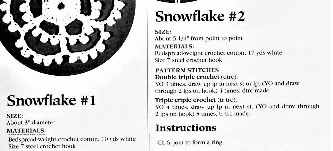 Vintage Crochet Christmas Pattern Seven Lacy Snowflakes Ornaments PDF Instant Digital Download Cotton Thread no. 10