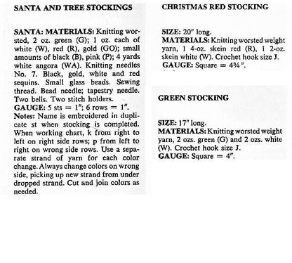 Vintage Christmas Knitting Pattern Tree and Winking Santa Name Stocking Crochet Granny Square Stocking Retro PDF Instant Digital Download
