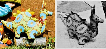 Vintage Sewing Pattern 17" Plush Dragon Cotton Print Fabric Soft Toy PDF Instant Digital Download Sewn Mystical Serpent Animal