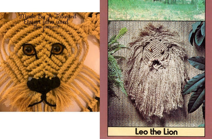 Vintage Macrame Animal Art Wall Hangings Patterns Book PDF Instant Digital Download 1970s Lion Pig Frog Dogs Cat Giraffe Elephant Knotwork