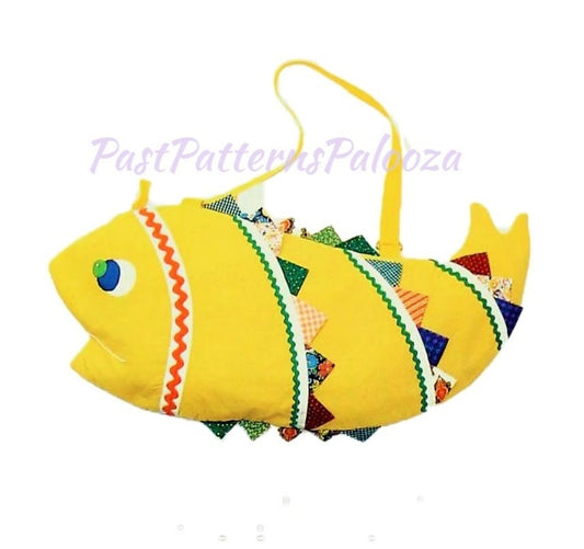Vintage Sewing Pattern 32" Fun Fabric Fish Tote Bag Beach Swim Carry All Overnight Duffle Bag PDF Instant Digital Download