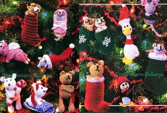 Vintage Crochet Pattern Christmas Animals Toys or Ornaments PDF Instant Digital Download 13 Hanging Amigurumi Tree Trim Plush Soft Toys