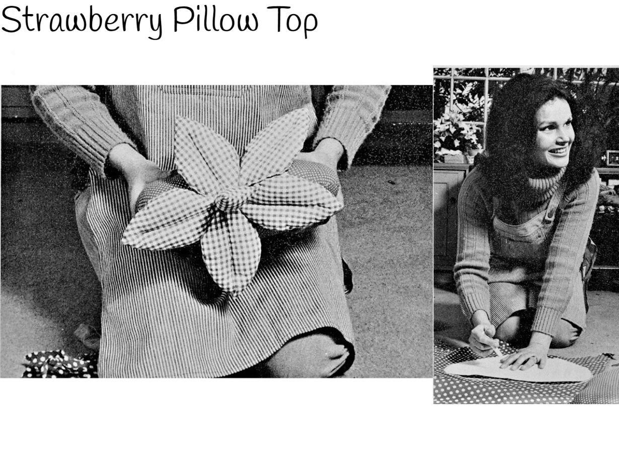 Vintage Sewing Pattern 12" Strawberries Soft Sculpture Pillows and Mini Sachets Calico Gingham and Dots PDF Instant Digital Download
