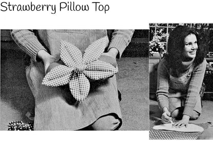 Vintage Sewing Pattern 12" Strawberries Soft Sculpture Pillows and Mini Sachets Calico Gingham and Dots PDF Instant Digital Download