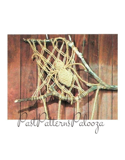 Vintage Macrame Pattern Large Spider Web Pot Holder Plant Hanger PDF Instant Digital Download Retro 1970s Jute Fiber Knotwork Novelty Hanger