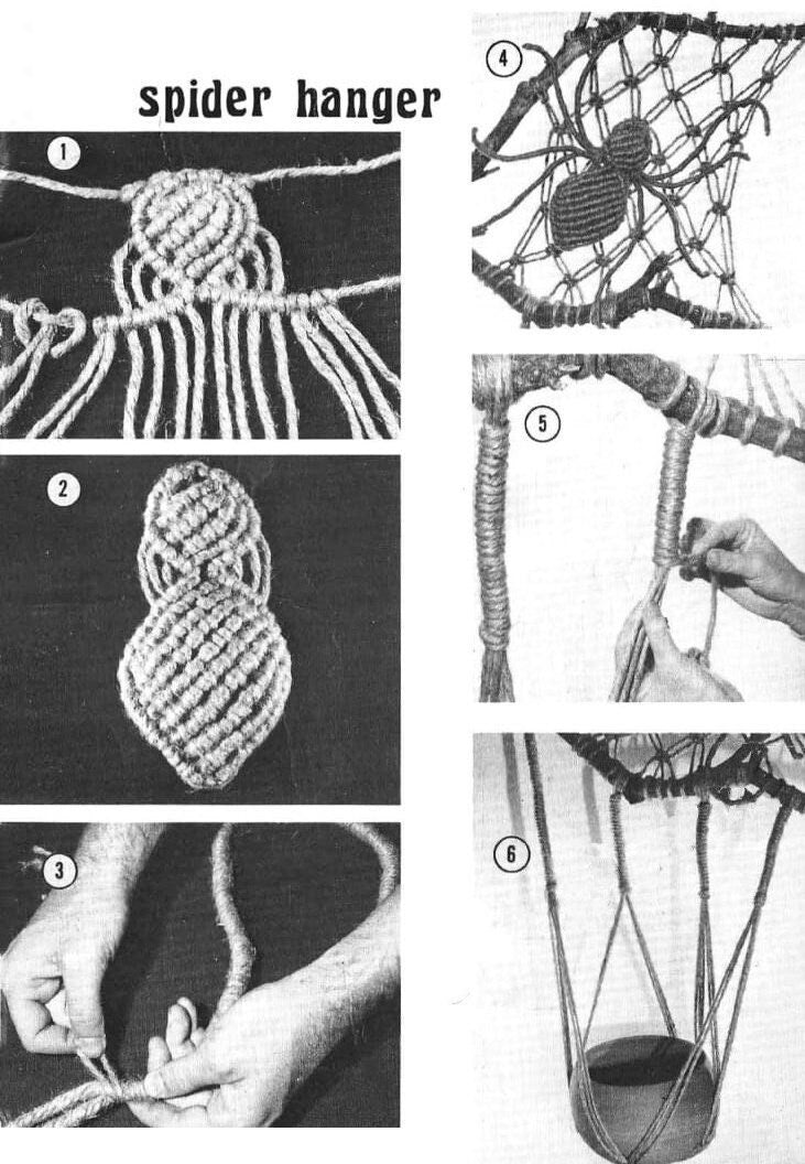 Vintage Macrame Pattern Large Spider Web Pot Holder Plant Hanger PDF Instant Digital Download Retro 1970s Jute Fiber Knotwork Novelty Hanger