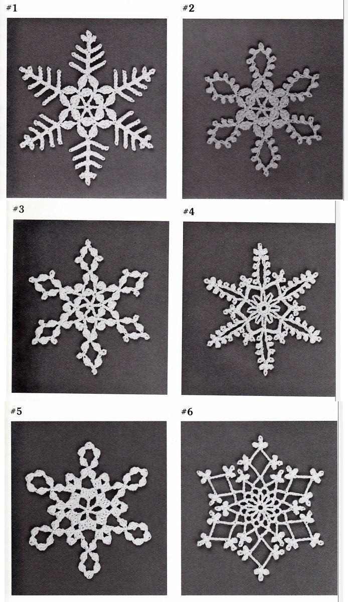 Vintage Crochet Pattern White Lace Snowflakes 3-D Victorian Christmas Ornaments PDF Instant Digital Download 14 Three Dimensional Designs