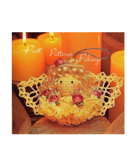 Vintage Crochet Pattern 5" Pretty Lace Christmas Angel Head Ornament PDF Instant Digital Download Victorian Tree Trim Cotton Thread