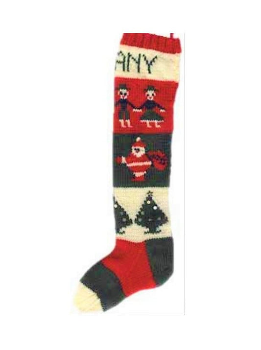 Vintage Christmas Stocking Knitting Pattern Retro Personalized 1940s Nostalgic Design Children Santa Trees PDF Instant Digital Download