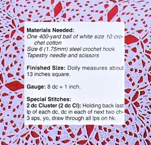 Vintage Crochet Pattern 13" Christmas Snowflakes Doily Square Mat PDF Instant Digital Download Ice Crystal Motifs Cotton Thread