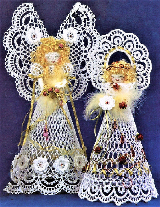 Vintage Crochet Patterns Large Lace Christmas Angel Tree Toppers PDF Instant Digital Download Centerpieces Decor 17" 20"