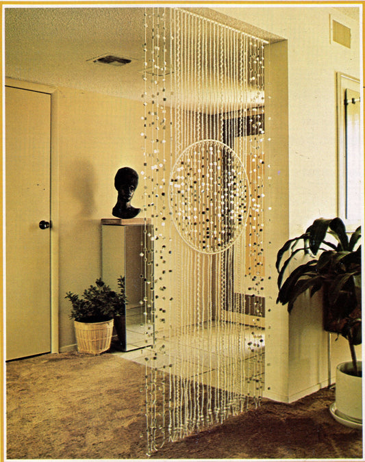 Vintage Macrame Deco Divider Beaded Wall Hanging Pattern Bead Curtain 1970s Retro Boho Hippie PDF Instant Digital Download Room Door Divider