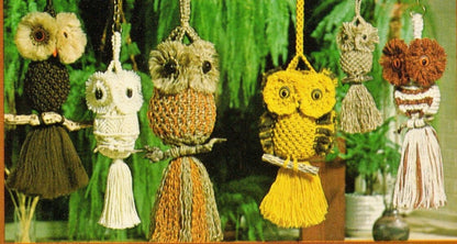 Vintage 1978 How To Make A Macrame Owl Patterns Book PDF Instant Digital Download 13 Projects Retro Owls Instructional Knotwork