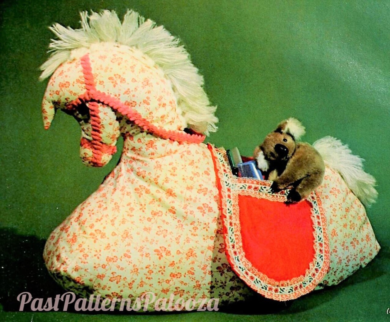 Vintage Sewing Pattern 22" Calico Pony Rocking Horse Pajama Bag Toy Fabric Bed Caddy PDF Instant Digital Download PJ Holder Pocket Saddle