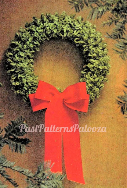 Vintage Crochet Christmas Wreath Patterns 12" Braided and Loopy Loop Stitch PDF Instant Digital Download Holiday Door Wall Hangings 10 Ply