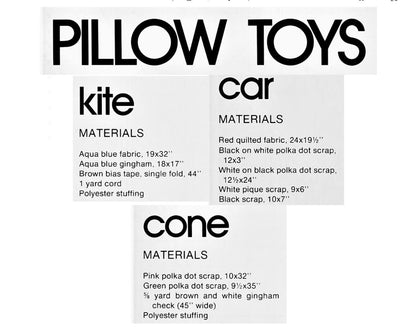 Vintage Sewing Pattern 24" Large Pillow Toys Ice Cream Cone Kite Car PDF Instant Digital Download Soft Fabric Novelty Cushions
