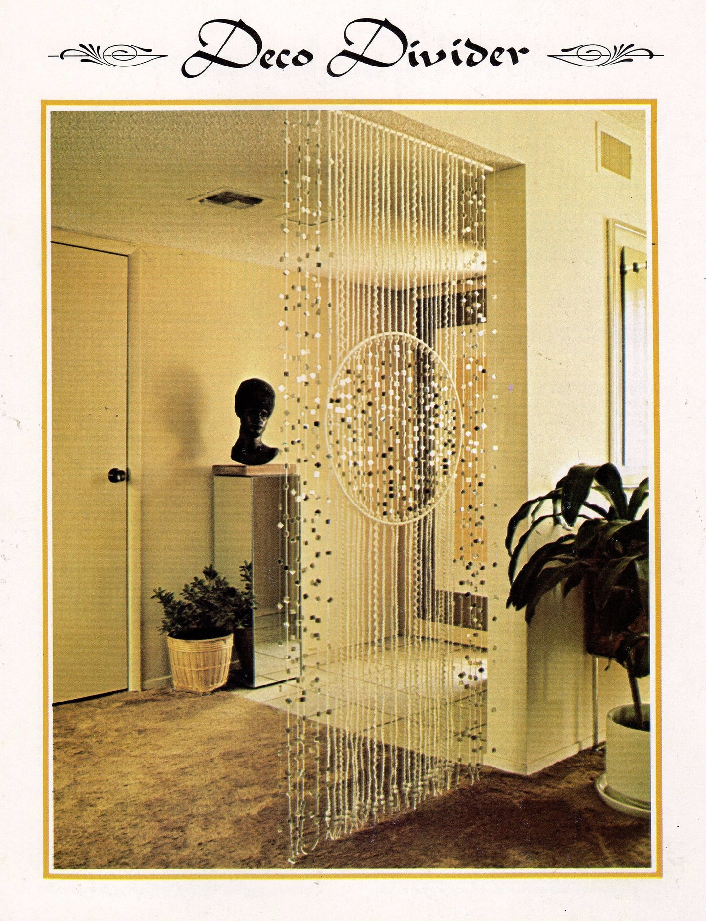 Vintage Macrame Deco Divider Beaded Wall Hanging Pattern Bead Curtain 1970s Retro Boho Hippie PDF Instant Digital Download Room Door Divider