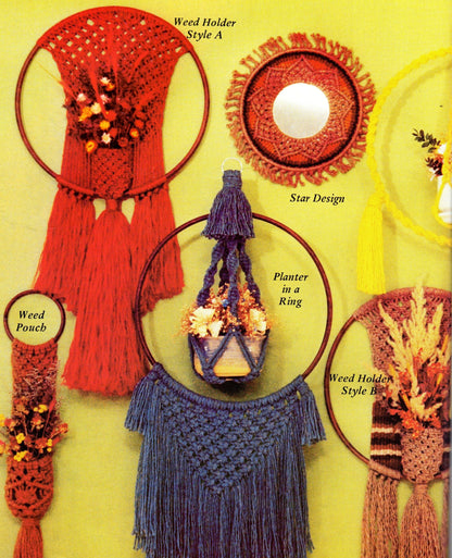 Vintage Macrame Things In Rings Round Circle Craft Patterns Designs Book PDF Instant Digital Download Boho Mirrors Hangers Chimes Planters