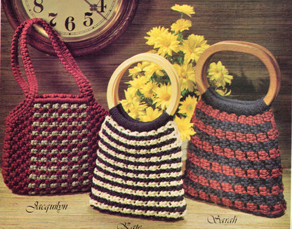 Vintage Macrame Purse Time Pursetime Patterns Book 1970s ALL Purses Cross Body Bags Handbag Clutches PDF Instant Digital Download eBook