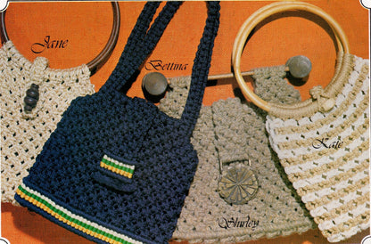 Vintage Macrame Purse Time Pursetime Patterns Book 1970s ALL Purses Cross Body Bags Handbag Clutches PDF Instant Digital Download eBook
