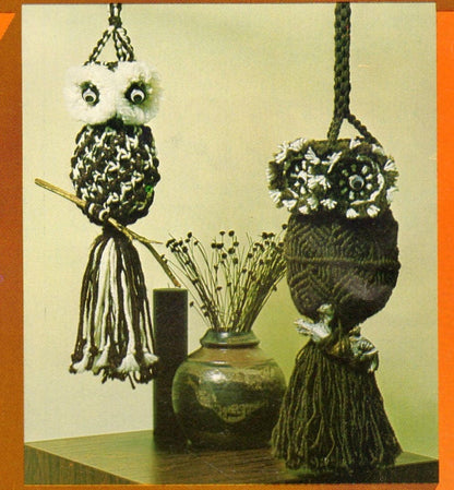 Vintage 1978 How To Make A Macrame Owl Patterns Book PDF Instant Digital Download 13 Projects Retro Owls Instructional Knotwork