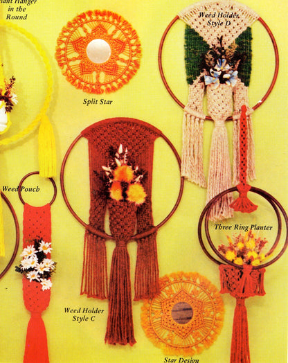 Vintage Macrame Things In Rings Round Circle Craft Patterns Designs Book PDF Instant Digital Download Boho Mirrors Hangers Chimes Planters