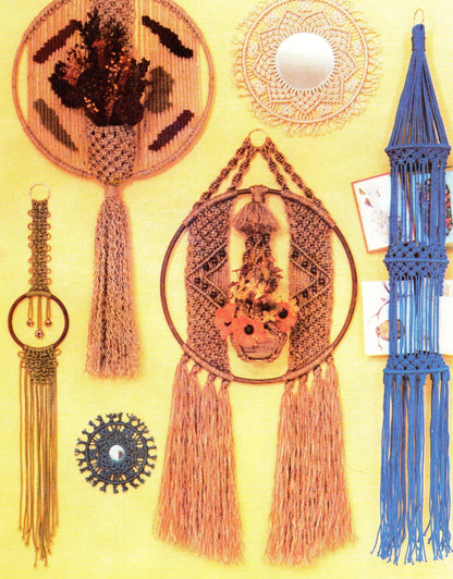 Vintage Macrame Things In Rings Round Circle Craft Patterns Designs Book PDF Instant Digital Download Boho Mirrors Hangers Chimes Planters