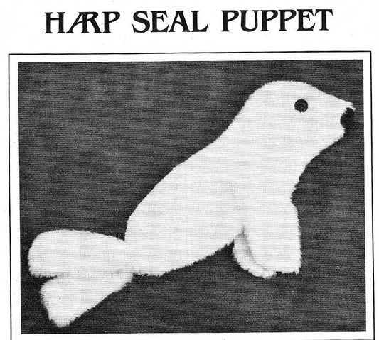 Vintage Sewing Pattern 21" Plush Baby Harp Seal Hand Puppet Faux Fur Fabric PDF Instant Digital Download Arctic Animal Soft Puppet Toy