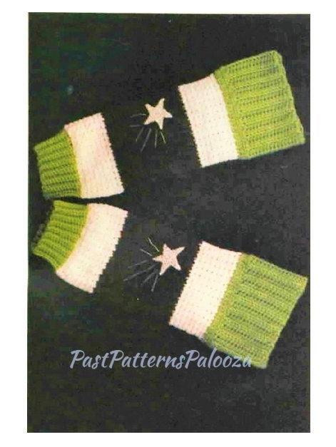 Vintage Crochet Pattern Holiday Star Striped Legwarmers PDF Instant Digital Download Retro Christmas Leg Warmers Shooting Star 10 Ply