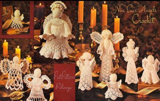 Vintage Crochet Patterns Cotton Thread 9 Lace Victorian Christmas Angel Ornaments Centerpieces Tree Topper PDF Instant Digital Download